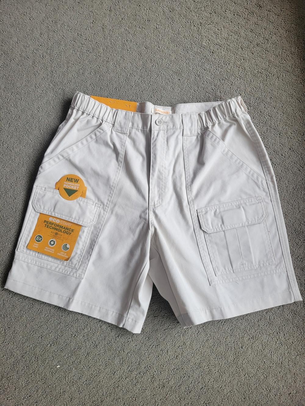 White Men's Performance Cargo Shorts